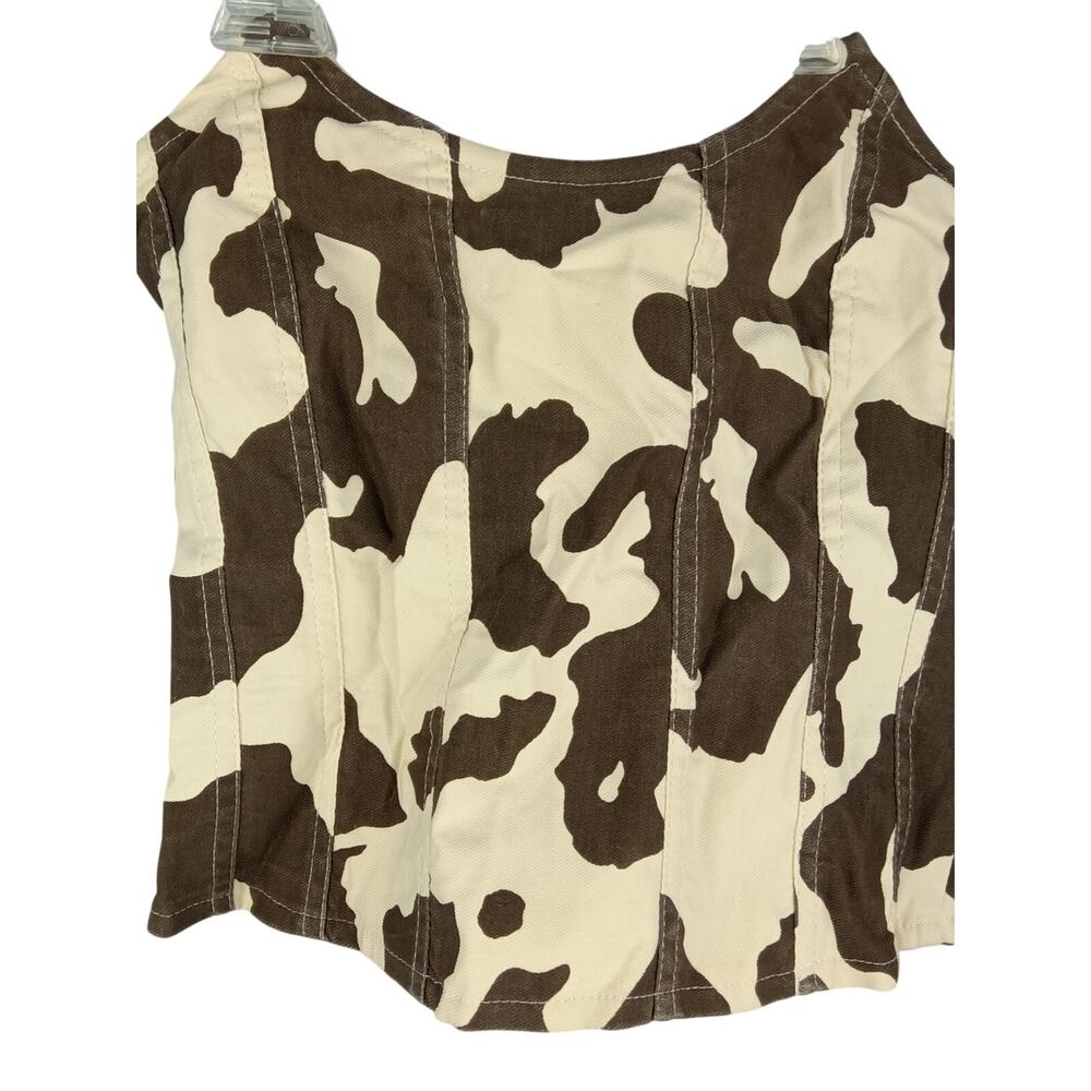 Corset Top in Brown & Cream Cow Print